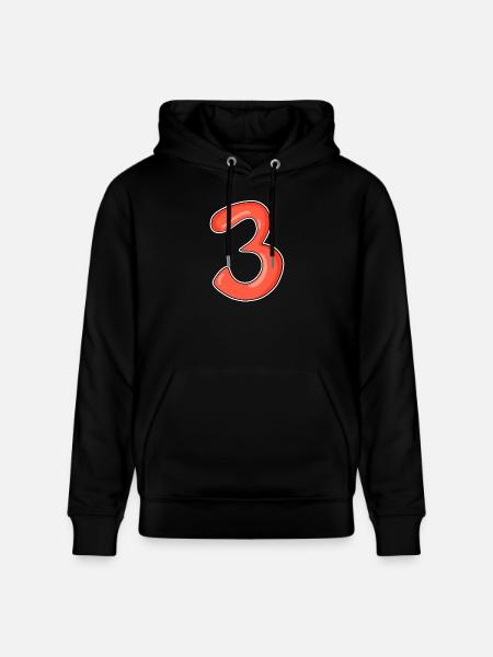 Three - 3 - Number 3 - Number 3 - Stanley/Stella CRUISER Unisex Organic Hoodie - black