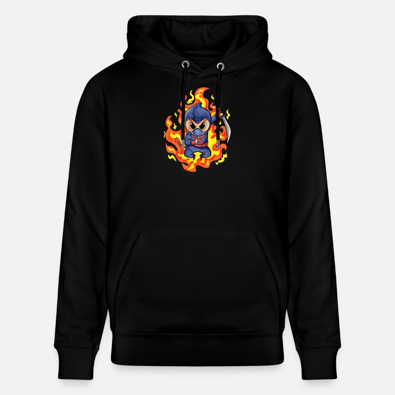 Motif Ninja Rouge Feu - Sweat à capuche bio CRUISER Stanley/Stella Unisexe - noir