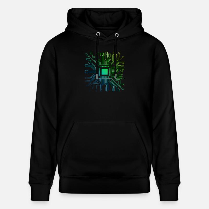 Bunte Computerplatine Tech Electronic - Stanley/Stella Unisex Bio-Hoodie CRUISER  - Schwarz