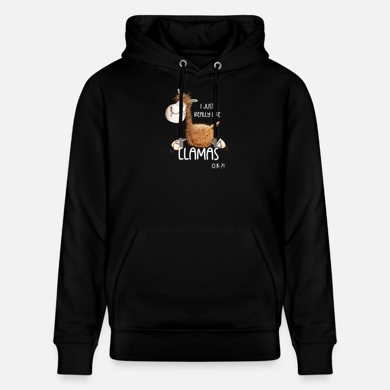 J’aime vraiment les lamas - Sweat à capuche bio CRUISER Stanley/Stella Unisexe - noir