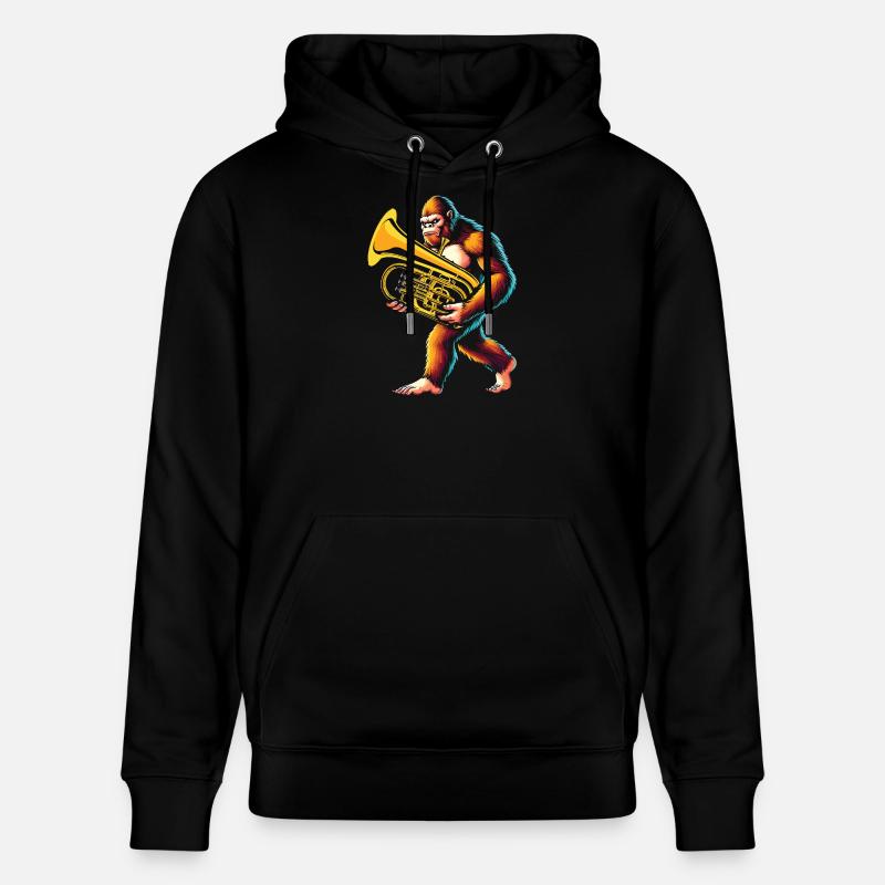 Yeti Gorilla avec euphonium - Sweat à capuche bio CRUISER Stanley/Stella Unisexe - noir