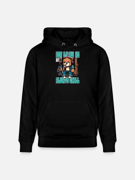 Bearly Awake - Funny Bear Design - Stanley/Stella CRUISER Unisex Organic Hoodie - black