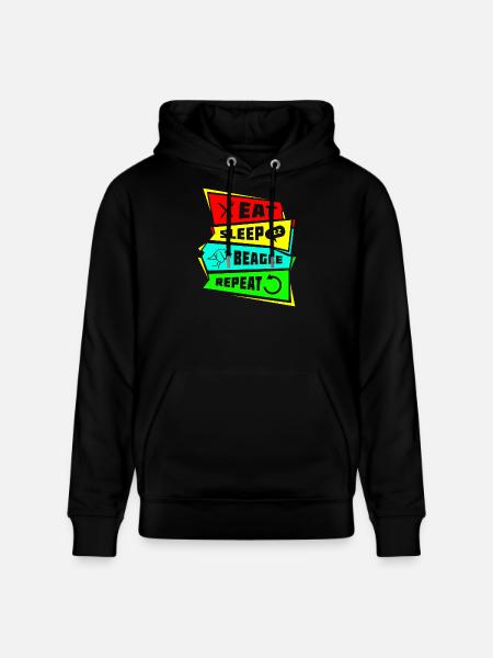 Eat Sleep Beagle Repeat - Stanley/Stella CRUISER Unisex Organic Hoodie - black