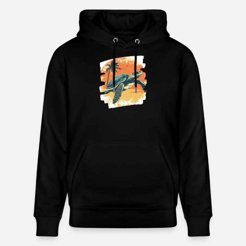 Tortue de mer rétro - Sweat à capuche bio CRUISER Stanley/Stella Unisexe - noir