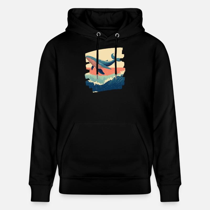 Baleine Rétro - Sweat à capuche bio CRUISER Stanley/Stella Unisexe - noir
