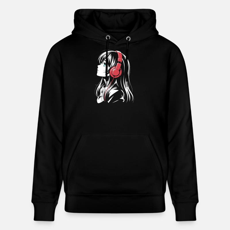 Fille d’anime avec conception de casque - Sweat à capuche bio CRUISER Stanley/Stella Unisexe - noir