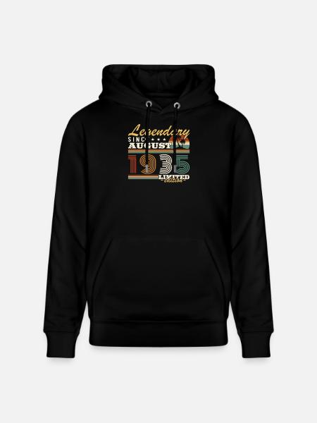 August 1935 Birthday Gift - Stanley/Stella CRUISER Unisex Organic Hoodie - black