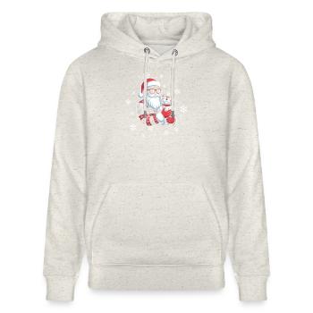 Santa Hässliche Weihnacht Und Hund - Stanley/Stella Unisex Bio-Hoodie CRUISER  - Beige meliert - Vorne - Alina (178cm) & Michal (187cm)