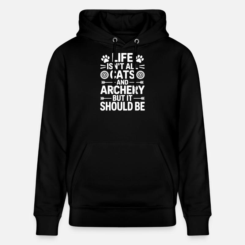 Bogenschießen Spruch Katzen Bogenschießen Geschenk - Stanley/Stella Unisex Bio-Hoodie CRUISER  - Schwarz