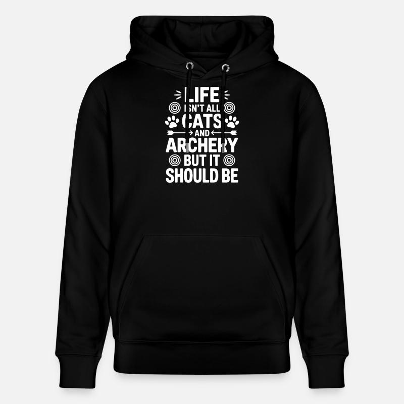 Bogenschießen Spruch Katzen Bogenschießen Geschenk - Stanley/Stella Unisex Bio-Hoodie CRUISER  - Schwarz