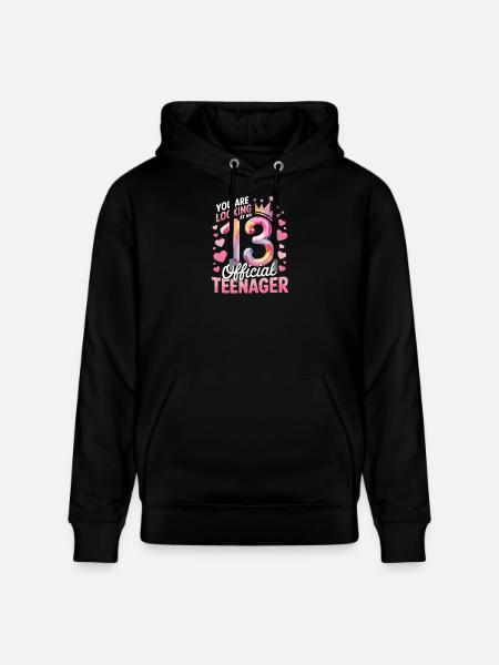 13th birthday teenager gift - Stanley/Stella CRUISER Unisex Organic Hoodie - black