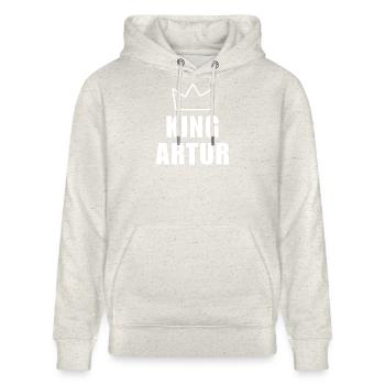 T-shirt Couronne du Roi Arthur – Nom commençant par A - Sweat à capuche bio CRUISER Stanley/Stella Unisexe - beige chiné - Devant - Alina (178cm) & Michal (187cm)