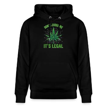 Legalisierung Cannabis Blatt Illustration - Stanley/Stella Unisex Bio-Hoodie CRUISER  - Schwarz - Vorne - Alina (178cm) & Michal (187cm)