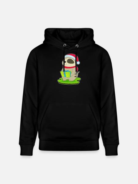 Meerkat Christmas Christmas Hat - Stanley/Stella CRUISER Unisex Organic Hoodie - black