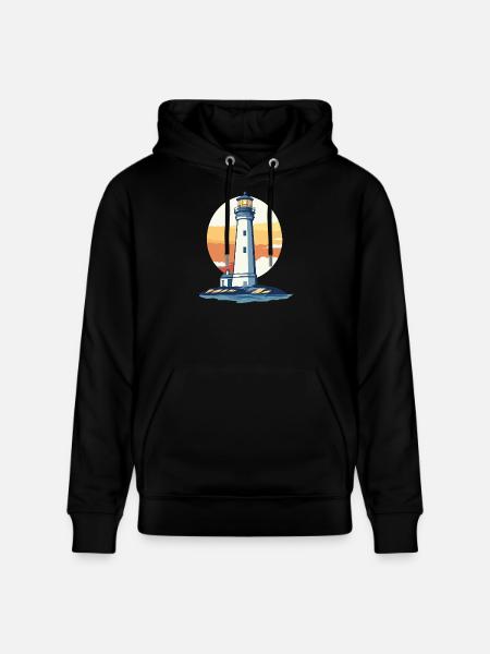 Lighthouse at sunset - Stanley/Stella CRUISER Unisex Organic Hoodie - black