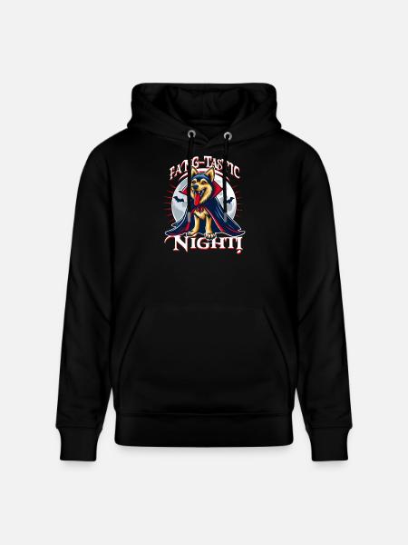 Vampire Dog Fang-tastic Halloween Night - Stanley/Stella CRUISER Unisex Organic Hoodie - black