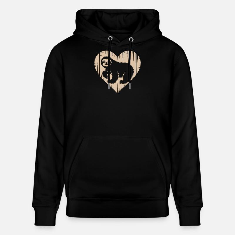 Conception de coeur de paresseux mignon - Sweat à capuche bio CRUISER Stanley/Stella Unisexe - noir