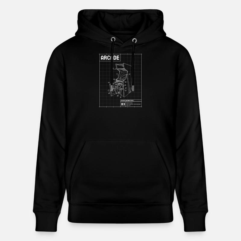 Croquis d’arcade rétro sur grille - Sweat à capuche bio CRUISER Stanley/Stella Unisexe - noir