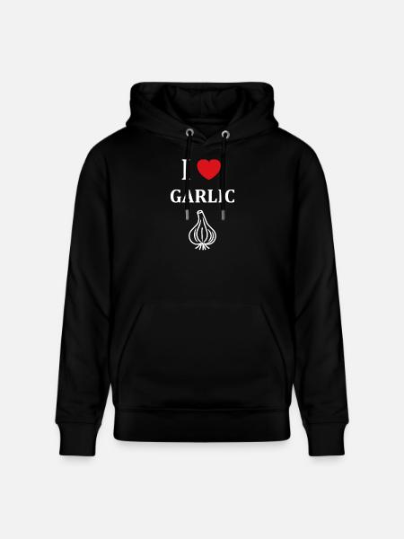 I Love Garlic T-Shirt - Stanley/Stella CRUISER Unisex Organic Hoodie - black