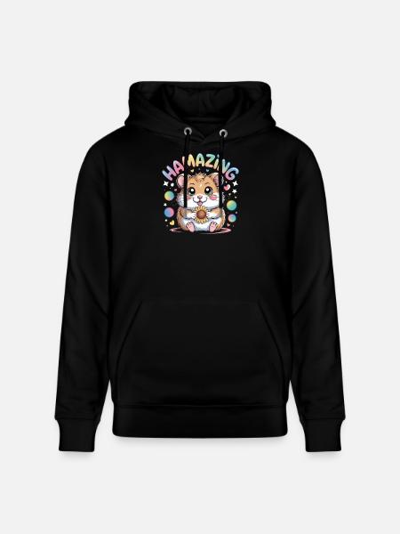 Hamazing Kawaii Hamster Seed Hearts - Stanley/Stella CRUISER Unisex Organic Hoodie - black