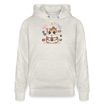 Hamazing Kawaii Hamster Samen Herzen - Stanley/Stella Unisex Bio-Hoodie CRUISER  - Beige meliert - Vorne - Alina (178cm) & Michal (187cm)