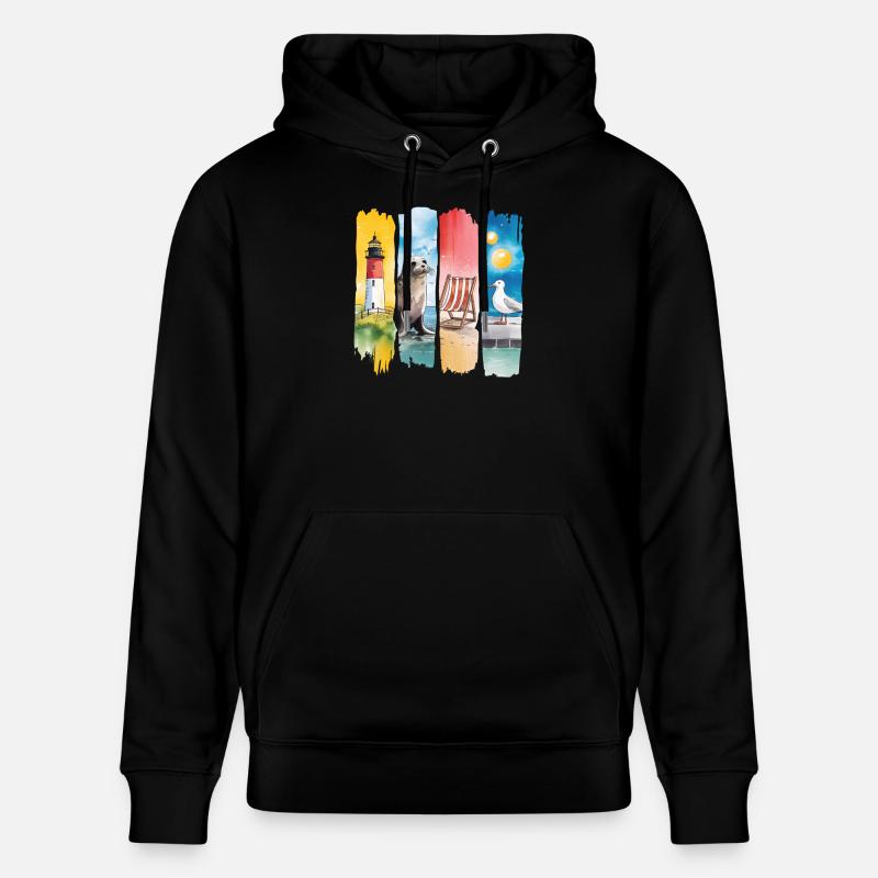 Maritim Leuchtturm Robbe Möwe Küste - Stanley/Stella Unisex Bio-Hoodie CRUISER  - Schwarz