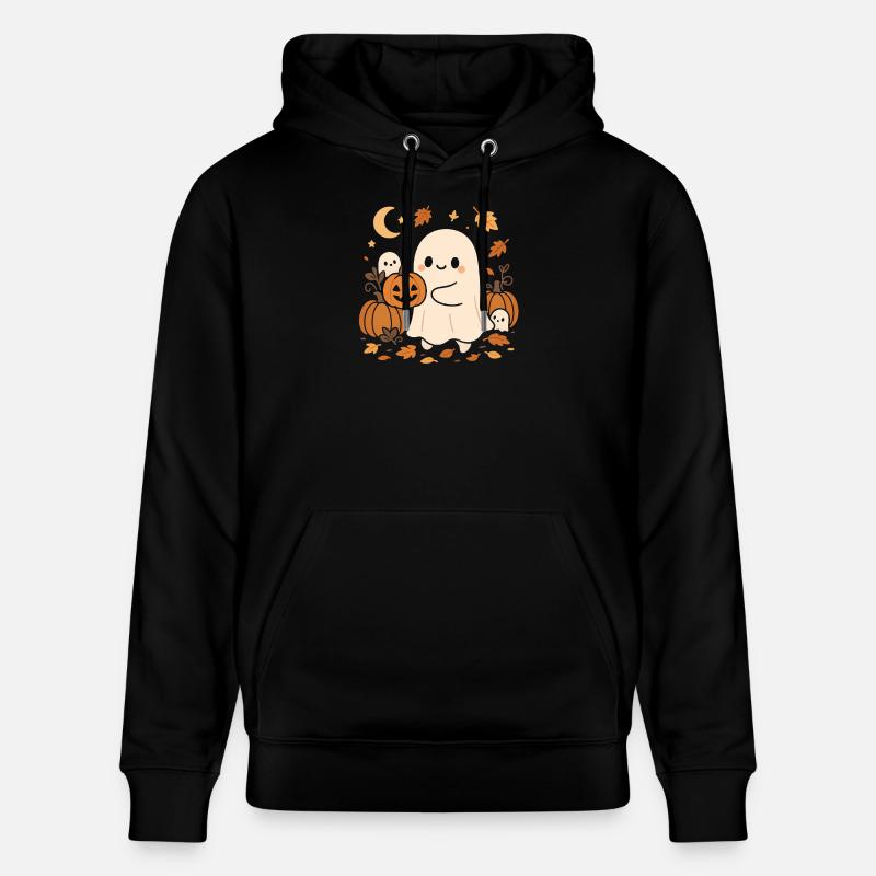 Fantôme d’Halloween avec des citrouilles - Sweat à capuche bio CRUISER Stanley/Stella Unisexe - noir