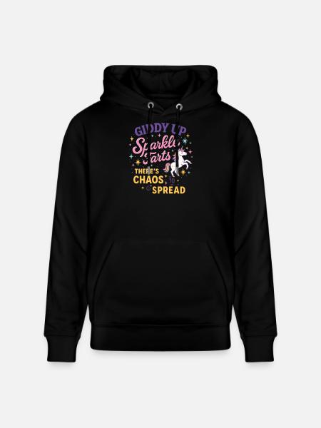 Giddy Up Sparkle Farts Chaos to Spread - Stanley/Stella CRUISER Unisex Organic Hoodie - black