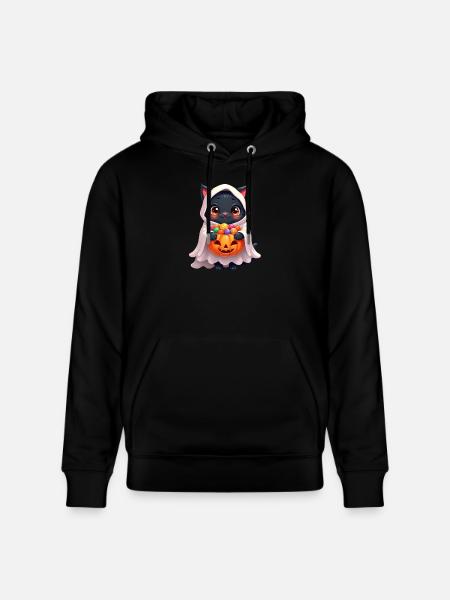 Halloween Cat with Halloween Pumpkin - Stanley/Stella CRUISER Unisex Organic Hoodie - black