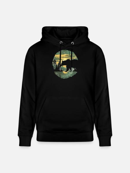 Retro Outdoor Wilderness Bärenbäume - Stanley/Stella Unisex Bio-Hoodie CRUISER  - Schwarz