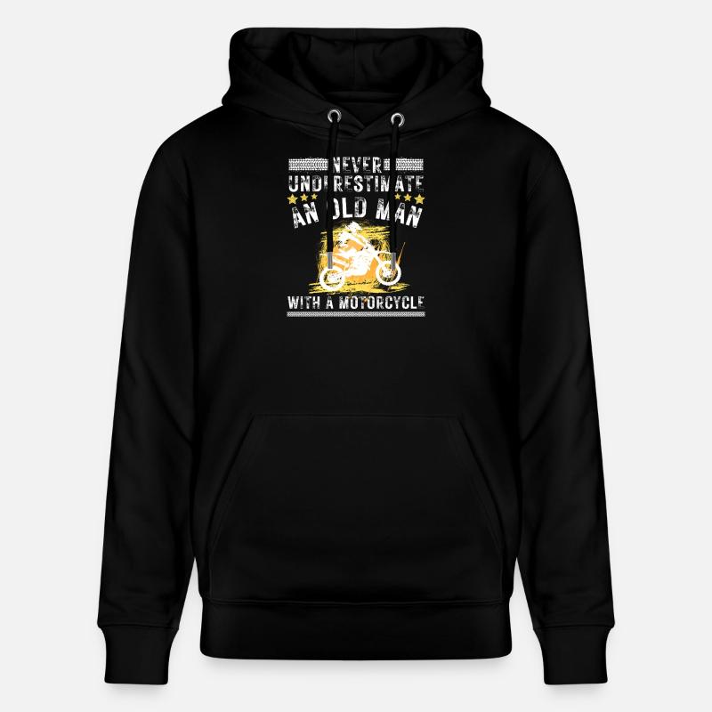 Alter Mann Mit Motorrad - Stanley/Stella Unisex Bio-Hoodie CRUISER  - Schwarz