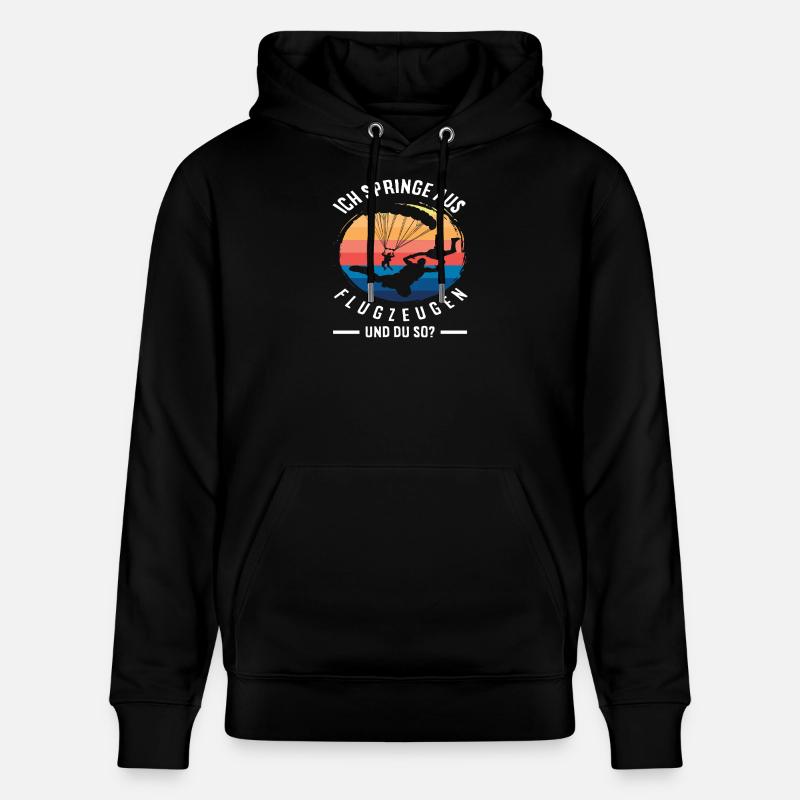 Flugzeug Springen Fallschirmspringer - Stanley/Stella Unisex Bio-Hoodie CRUISER  - Schwarz