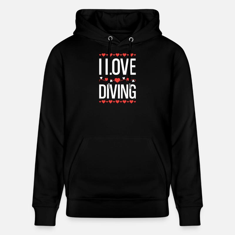 J’adore plonger Hearts - Sweat à capuche bio CRUISER Stanley/Stella Unisexe - noir