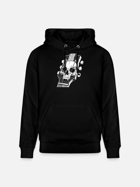 Skull on Guitar Headstock - Stanley/Stella CRUISER Unisex Organic Hoodie - black