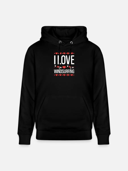 I Love Windsurfing - Stanley/Stella CRUISER Unisex Organic Hoodie - black