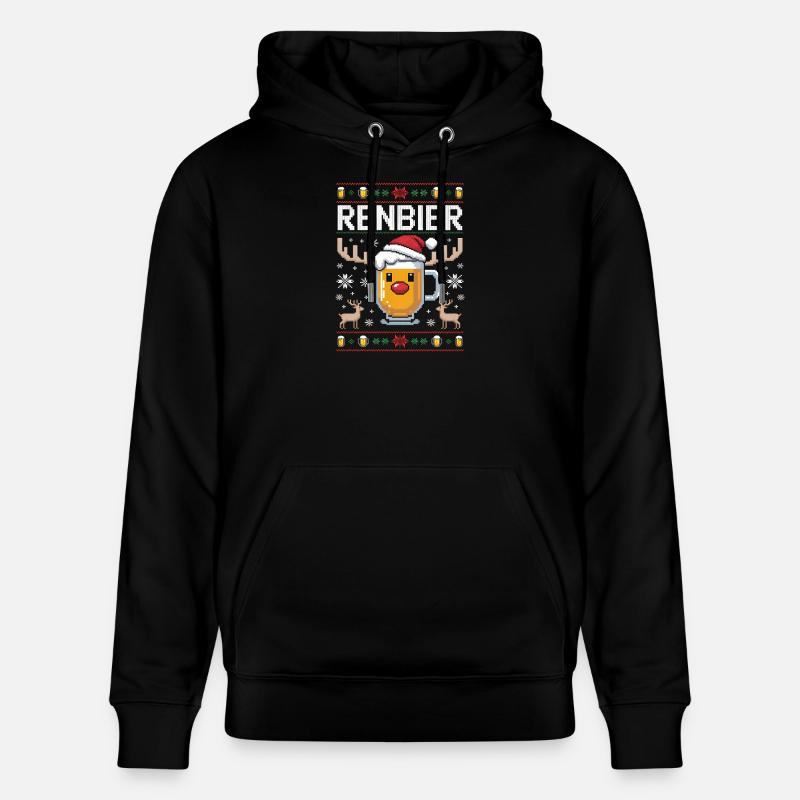 Renne Bière Pixel Noël - Sweat à capuche bio CRUISER Stanley/Stella Unisexe - noir