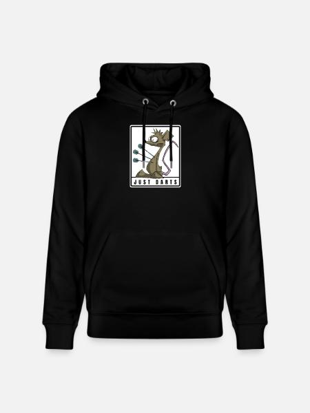 Funny darts comic motif. JUST DARTS - Stanley/Stella CRUISER Unisex Organic Hoodie - black