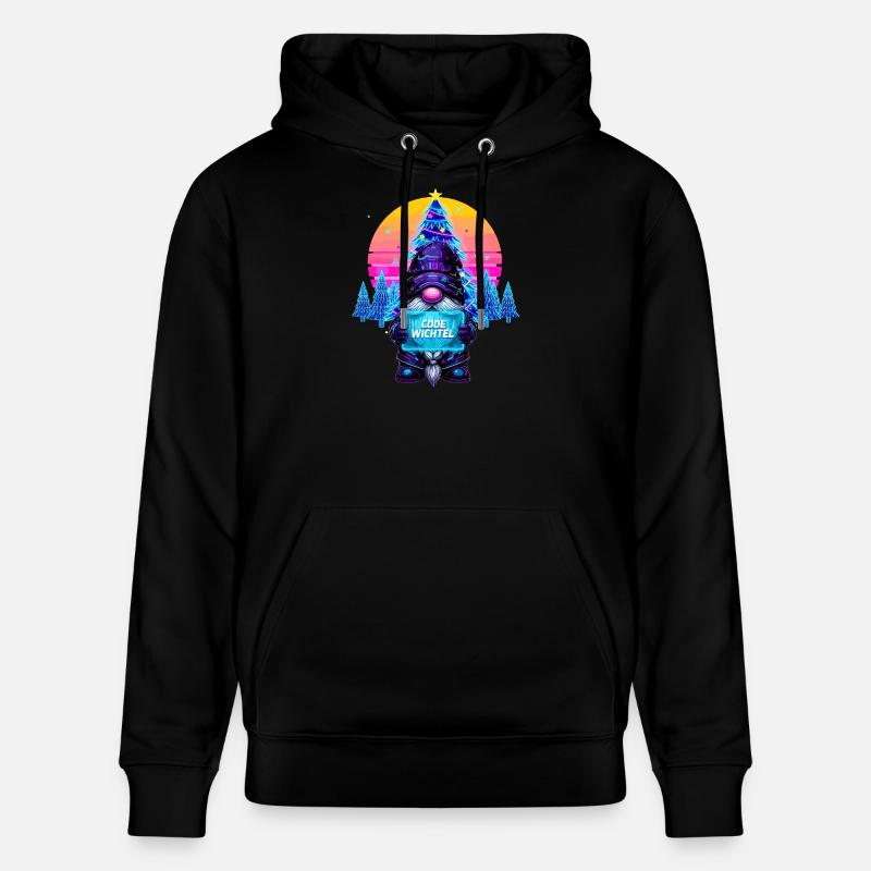 Cyberpunk Code Wichtel - Synthwave Xmas Nerd - Stanley/Stella Unisex Bio-Hoodie CRUISER  - Schwarz