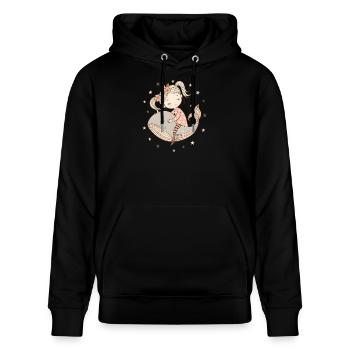 Traumhaftes Mädchen reitet auf Wal - Stanley/Stella Unisex Bio-Hoodie CRUISER  - Schwarz - Vorne - Alina (178cm) & Michal (187cm)