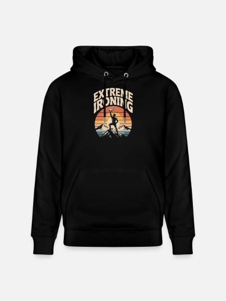 Extreme Ironing Mountaineering - Stanley/Stella CRUISER Unisex Organic Hoodie - black