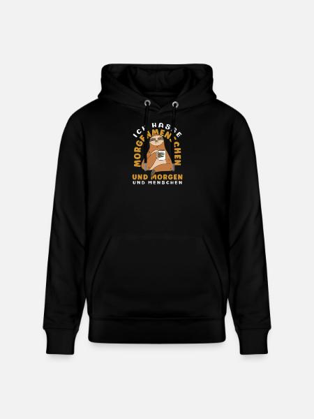 Ich hasse Morgenmenschen Kaffee Faultier - Stanley/Stella Unisex Bio-Hoodie CRUISER  - Schwarz