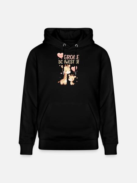 Big Sister Giraffe Sibling - Stanley/Stella CRUISER Unisex Organic Hoodie - black