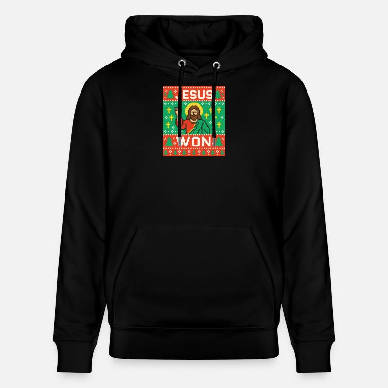 Jesus Won hässlicher Weihnachtspullover-Stil, christlich - Stanley/Stella Unisex Bio-Hoodie CRUISER  - Schwarz