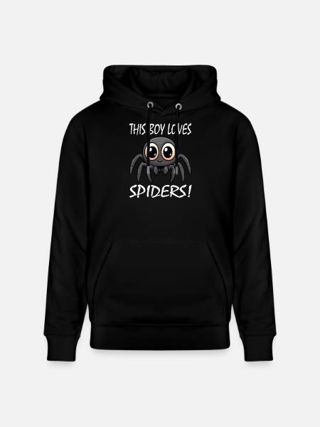 Boy Loves Spiders Motif - Stanley/Stella CRUISER Unisex Organic Hoodie - black