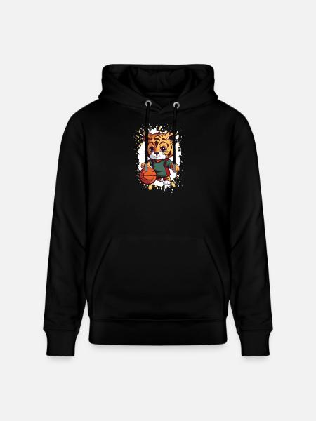 Tiger Basketball Dribbler - Stanley/Stella CRUISER Unisex Organic Hoodie - black
