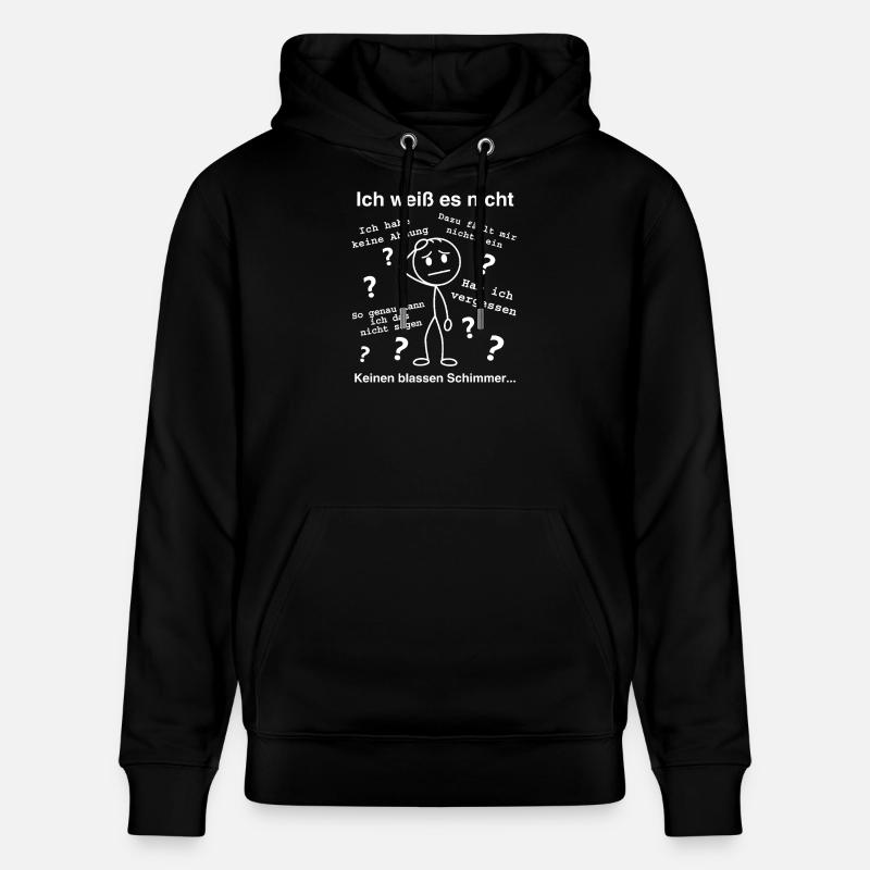 I don't know - Perplexed stick figure - Stanley/Stella CRUISER Unisex Organic Hoodie - black