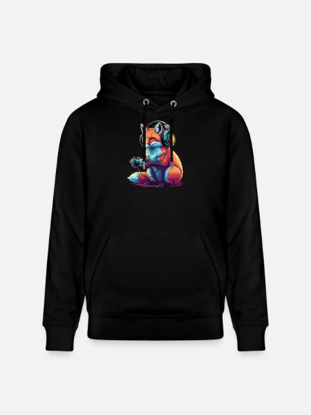 Fuchs Spiele Tier Videospiele Lustiger Fuchs - Stanley/Stella Unisex Bio-Hoodie CRUISER - Schwarz