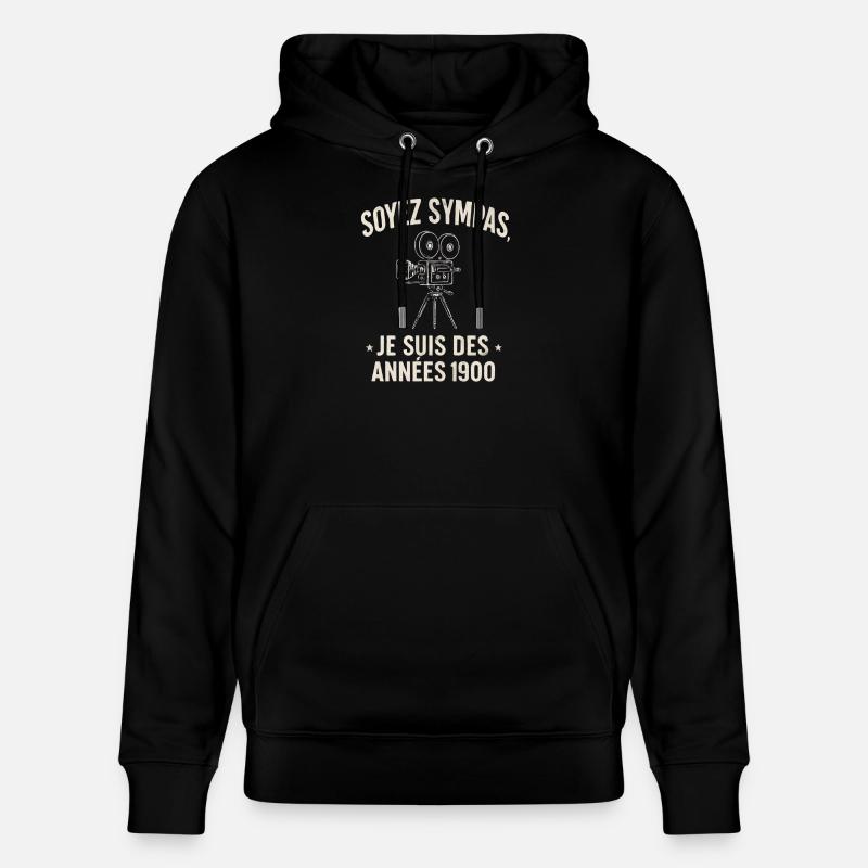 Soyez Sympas Années 1900 Caméra Rétro - Sweat à capuche bio CRUISER Stanley/Stella Unisexe - noir