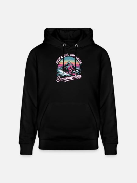 Retro snowboarding: Girl loves the slopes - Stanley/Stella CRUISER Unisex Organic Hoodie - black
