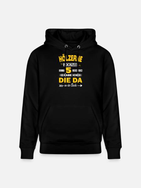 5 Aniversario de boda Esposa 5 años de matrimonio Boda de madera - Sudadera con capucha ecológica unisex CRUISER de Stanley/Stella - negro
